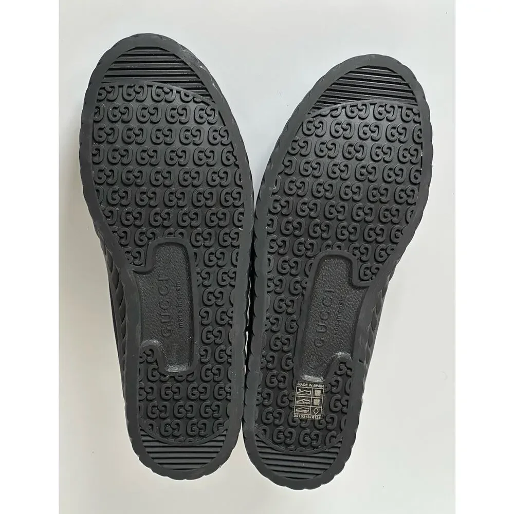NIB Gucci Fabric Black High-top Sneakers 12.5 US (Gucci 11.5) 703033 Spain